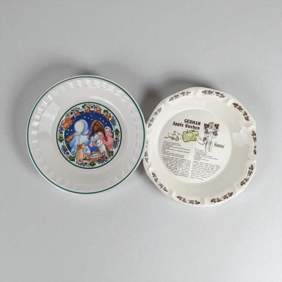 Vintage Watkins Pie Plates: German Apple Kuchen & Christmas Wish Recipes - Picture 1 of 8